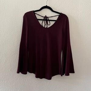 Loft flare-sleeve tie-back knit top